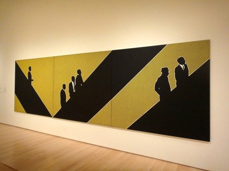 'Munchkins I, II & III' by Idelle Weber, circa 1964, also at the Brooklyn Museum — a pop canvas inspired by Manhattan commuters.